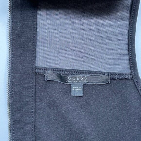 GUESS CROP TOP - BLACK SHEER/SOLID Sleeveless, Zip Up Back, Trendy, Size Small - Picture 14 of 15